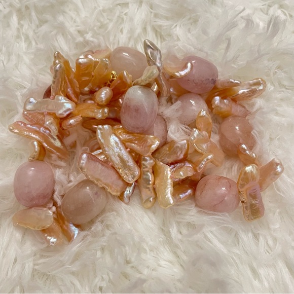 WW World Wide Imports biwa pearl stick stone necklace 925 sterling clasp pink - Picture 7 of 11